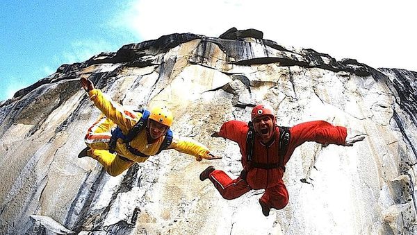 Jean Boenish and BASE jumping pioneer Carl Boenish in Marah Strauch's soaring Sunshine Superman